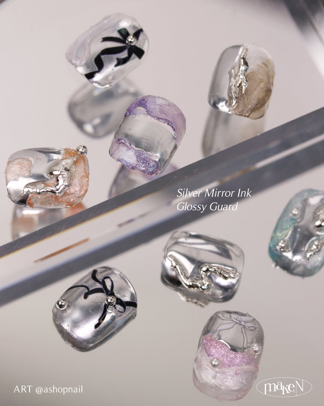 Silver Mirror Ink Gel + Glossy Guard Set - MakeN