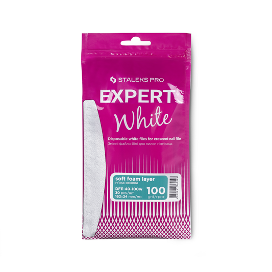 Staleks Pro - Limas Desechables Blancas Media Luna EXPERT 40